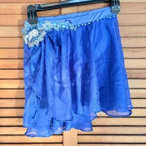 Asymmetrical Blue Skirt with Floral Detail dance costume